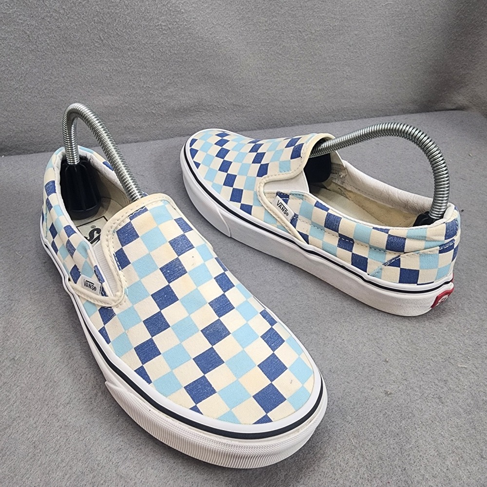 Vans Slip On Checkerboard Blue Cream Sneakers Mens 8 Womens 9.5 721356